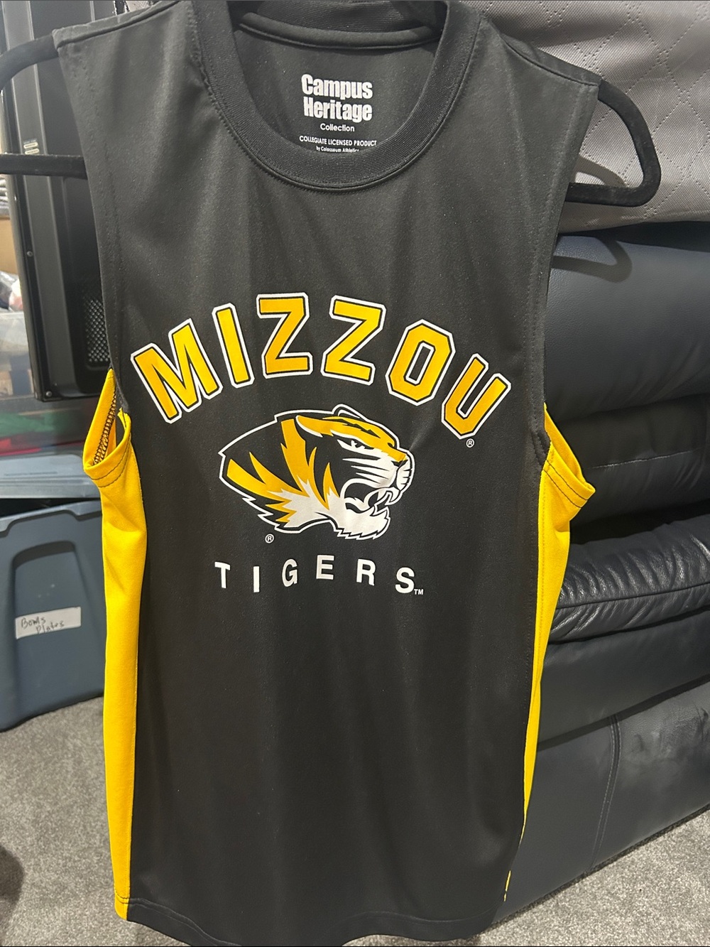 Campus Heritage Black and Gold Mizzou Tigers Sleeveless Jersey